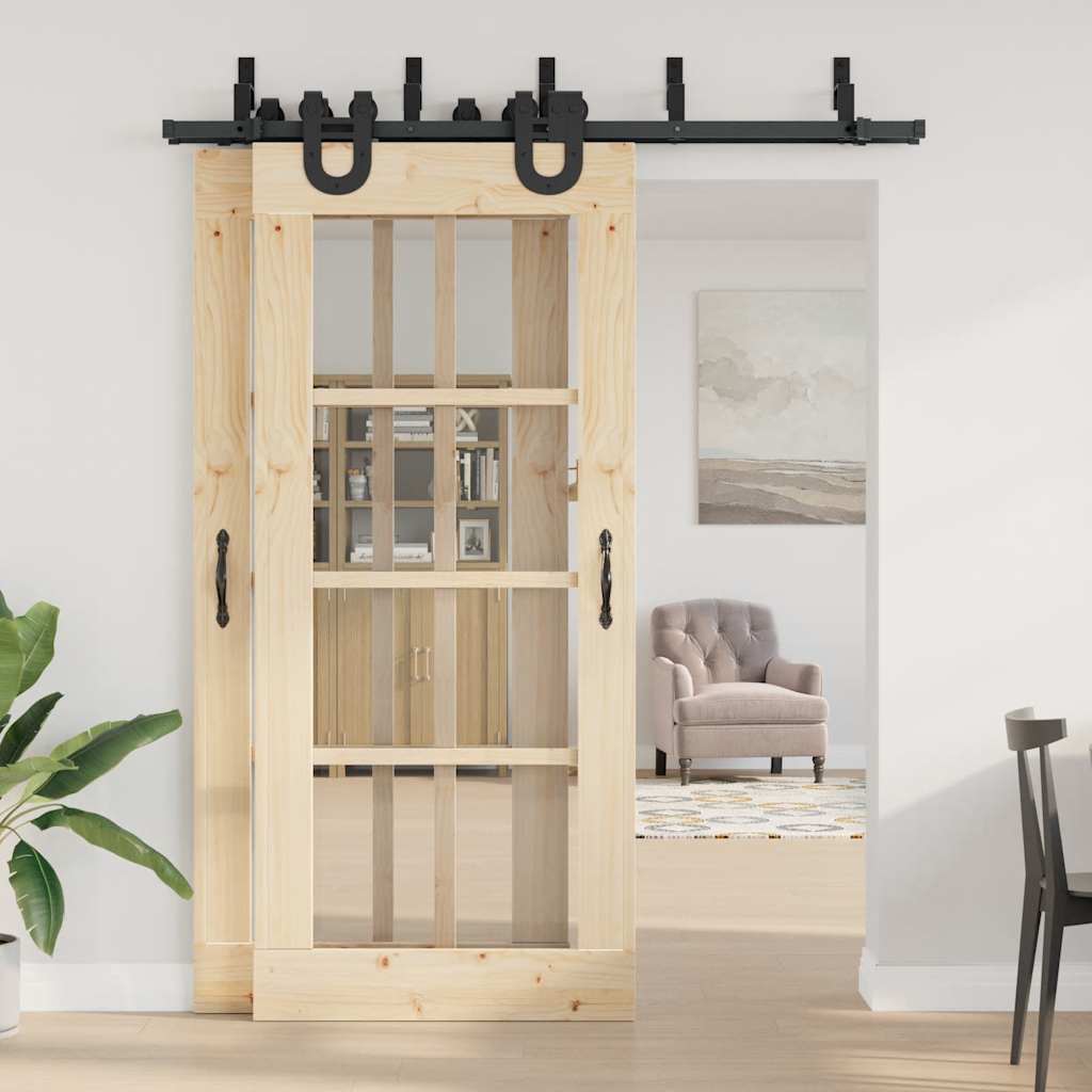 Schiebetürbeschlag-Set 183 cm Stahl Schwarz - Premium Türbeschläge & -klingeln - Just €174.25! Shop now at homesales4u
