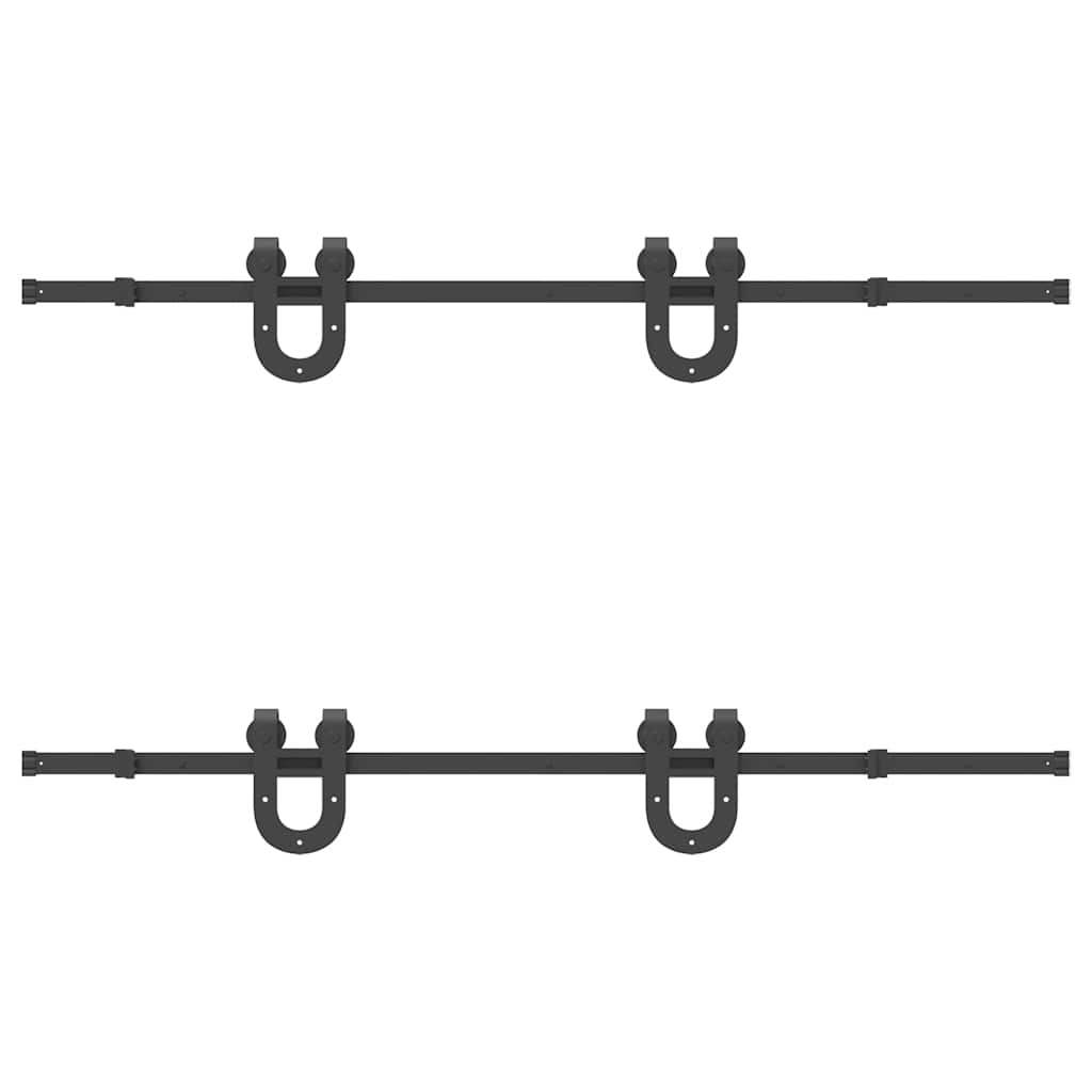 Schiebetürbeschlag-Set 183 cm Stahl Schwarz - Premium Türbeschläge & -klingeln - Just €174.25! Shop now at homesales4u