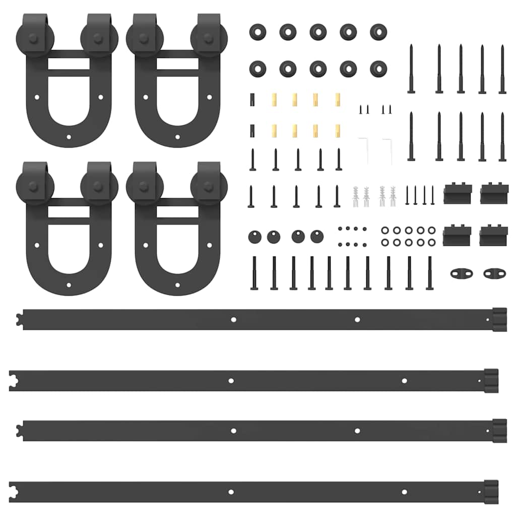 Schiebetürbeschlag-Set 183 cm Stahl Schwarz - Premium Türbeschläge & -klingeln - Just €174.25! Shop now at homesales4u