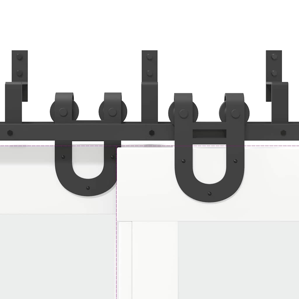 Schiebetürbeschlag-Set 183 cm Stahl Schwarz - Premium Türbeschläge & -klingeln - Just €174.25! Shop now at homesales4u
