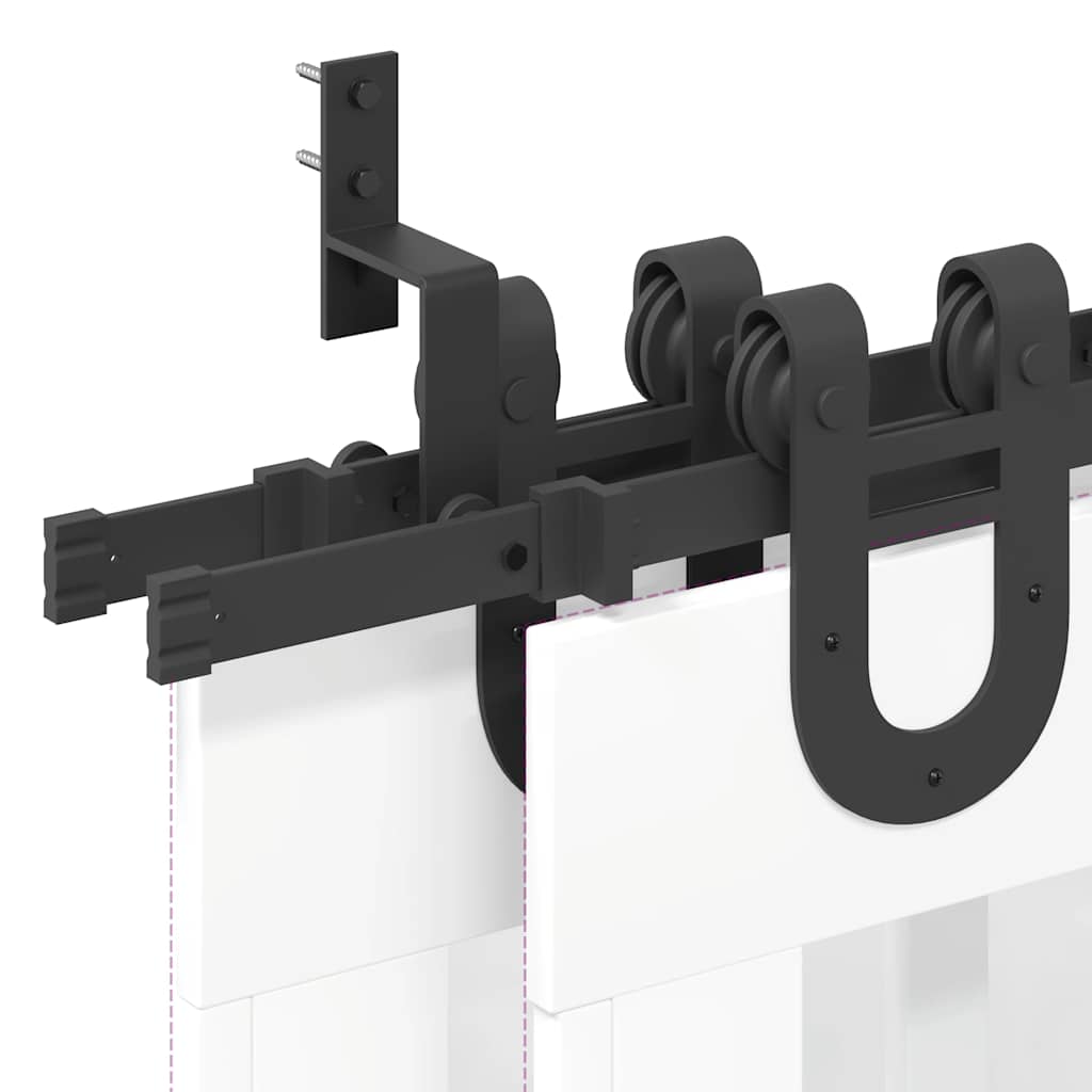 Schiebetürbeschlag-Set 183 cm Stahl Schwarz - Premium Türbeschläge & -klingeln - Just €174.25! Shop now at homesales4u