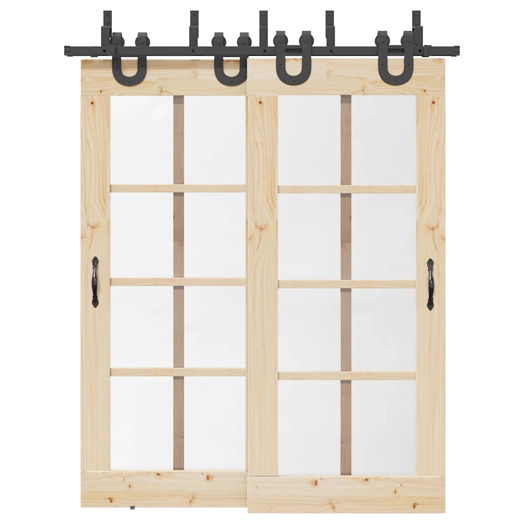 Schiebetürbeschlag-Set 183 cm Stahl Schwarz - Premium Türbeschläge & -klingeln - Just €174.25! Shop now at homesales4u