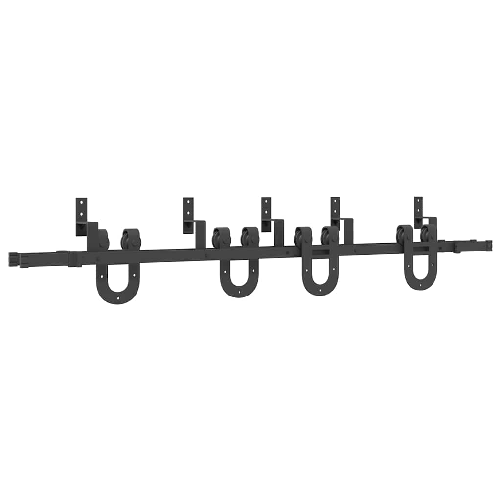 Schiebetürbeschlag-Set 200 cm Stahl Schwarz - Premium Türbeschläge & -klingeln - Just €176.83! Shop now at homesales4u
