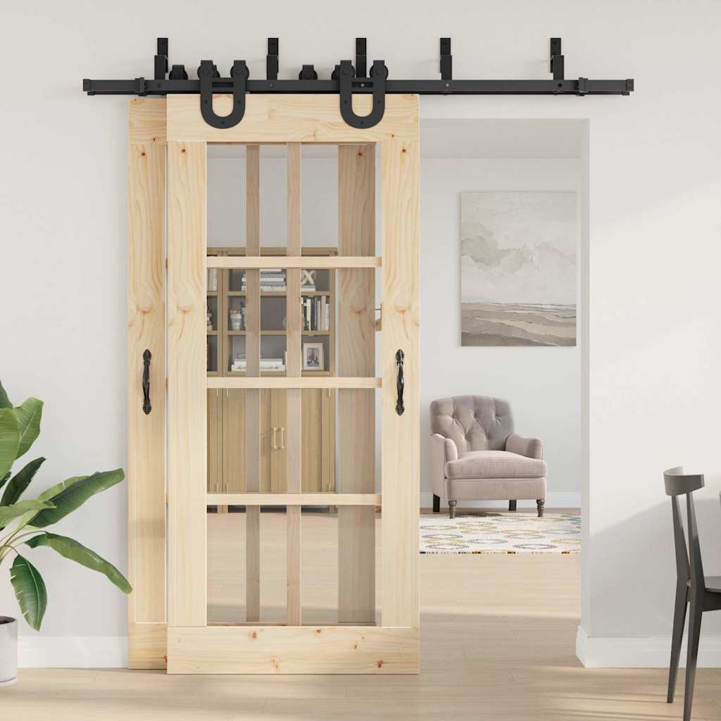 Schiebetürbeschlag-Set 200 cm Stahl Schwarz - Premium Türbeschläge & -klingeln - Just €176.83! Shop now at homesales4u