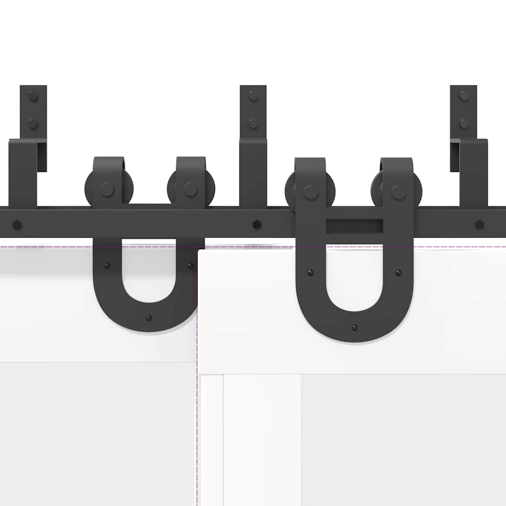 Schiebetürbeschlag-Set 200 cm Stahl Schwarz - Premium Türbeschläge & -klingeln - Just €176.83! Shop now at homesales4u