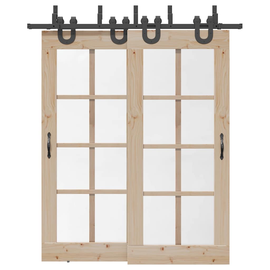 Schiebetürbeschlag-Set 200 cm Stahl Schwarz - Premium Türbeschläge & -klingeln - Just €176.83! Shop now at homesales4u