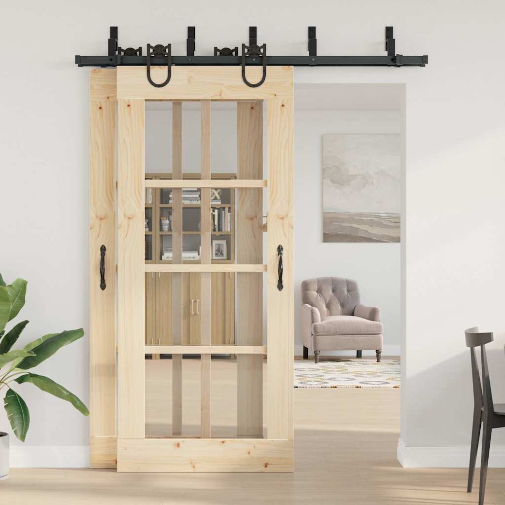 Schiebetürbeschlag-Set 183 cm Stahl Schwarz - Premium Türbeschläge & -klingeln - Just €150.97! Shop now at homesales4u