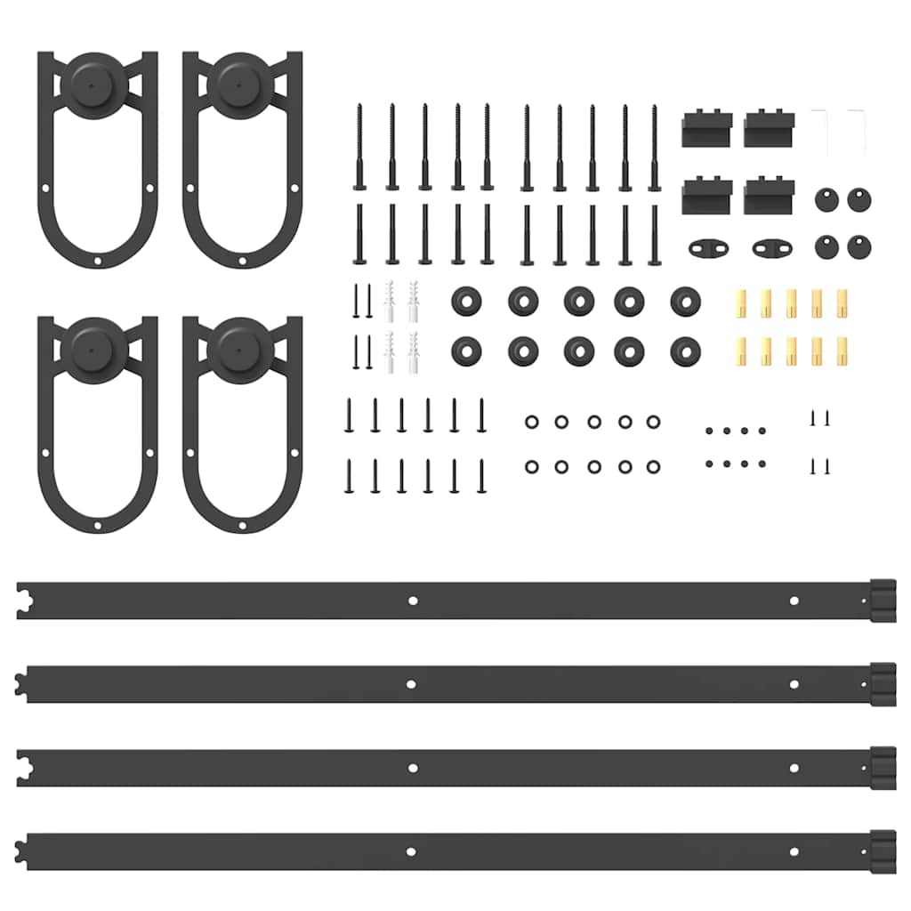 Schiebetürbeschlag-Set 183 cm Stahl Schwarz - Premium Türbeschläge & -klingeln - Just €150.97! Shop now at homesales4u