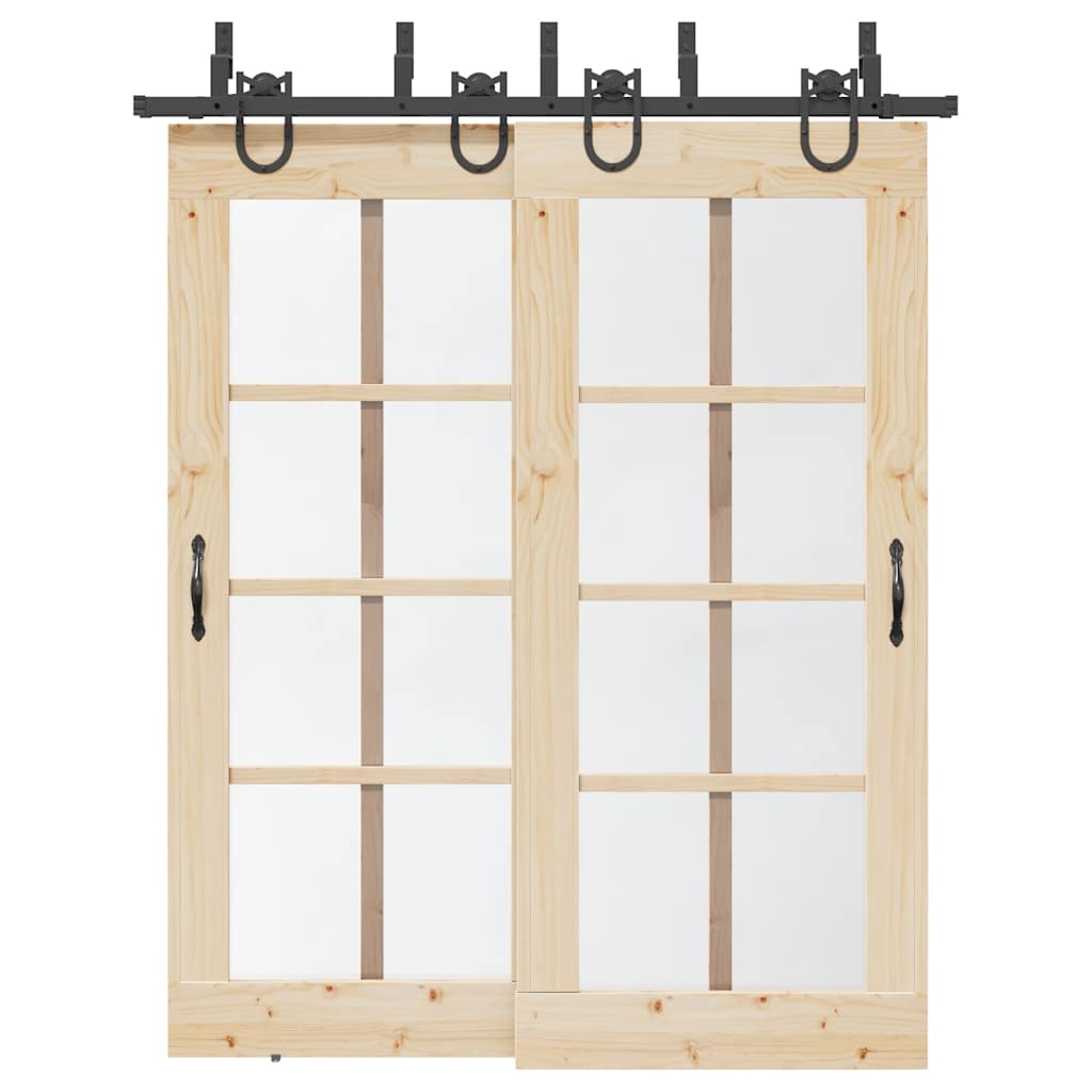 Schiebetürbeschlag-Set 183 cm Stahl Schwarz - Premium Türbeschläge & -klingeln - Just €150.97! Shop now at homesales4u