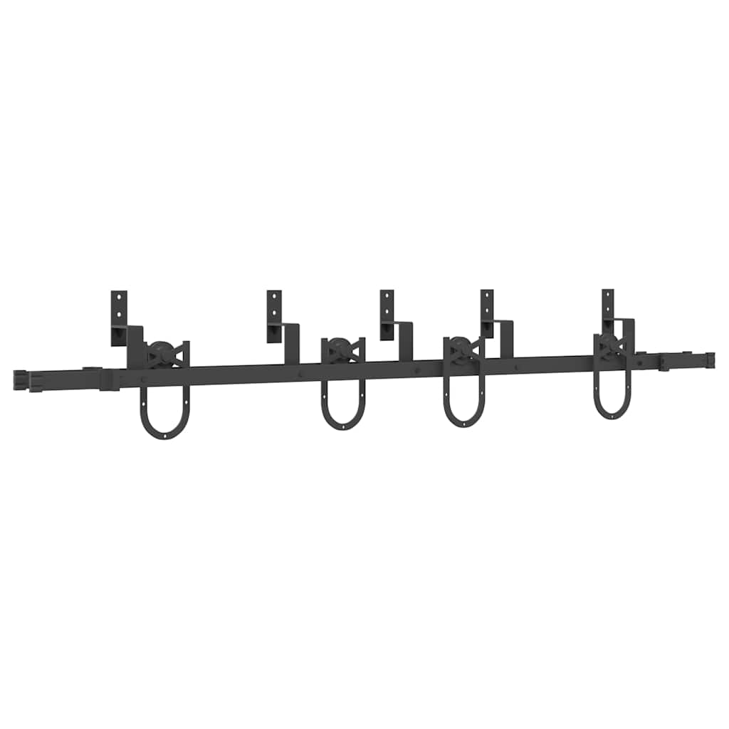Schiebetürbeschlag-Set 200 cm Stahl Schwarz - Premium Türbeschläge & -klingeln - Just €159.36! Shop now at homesales4u