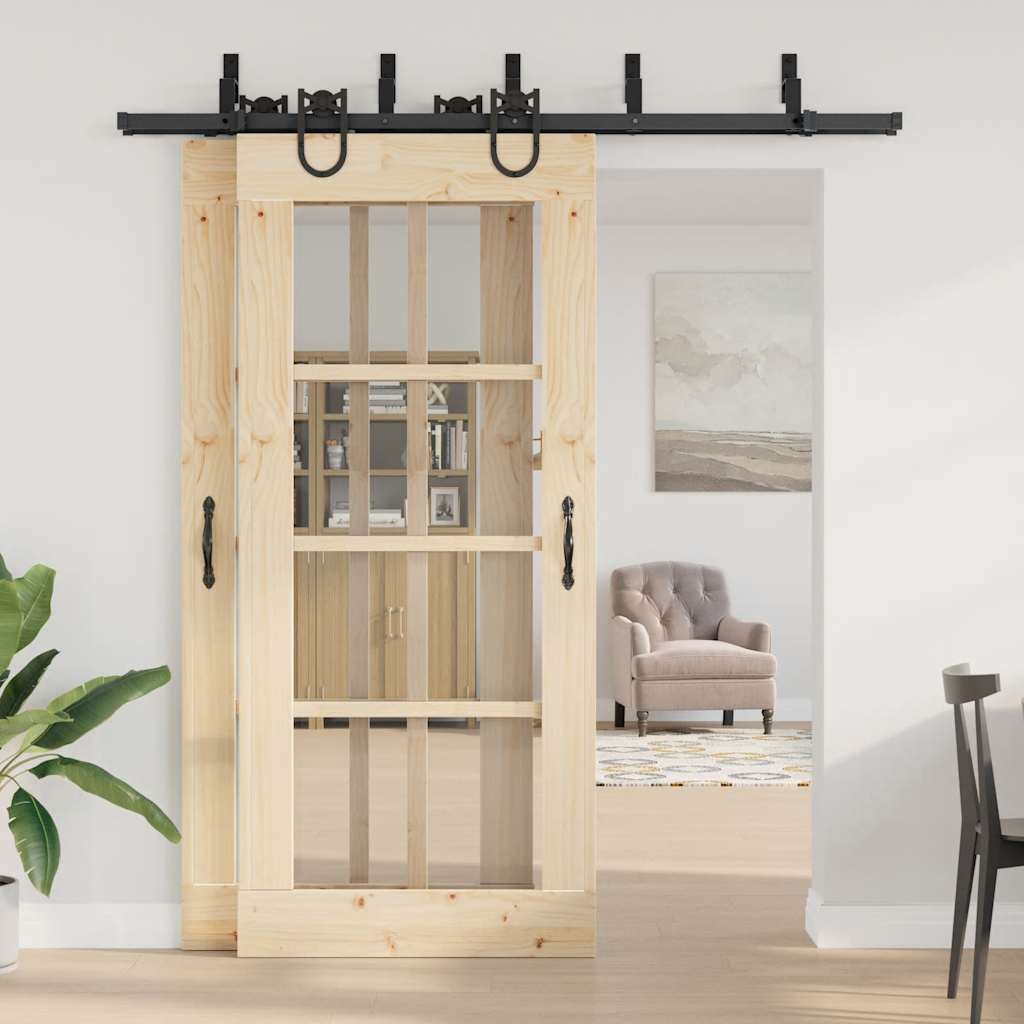 Schiebetürbeschlag-Set 200 cm Stahl Schwarz - Premium Türbeschläge & -klingeln - Just €159.36! Shop now at homesales4u