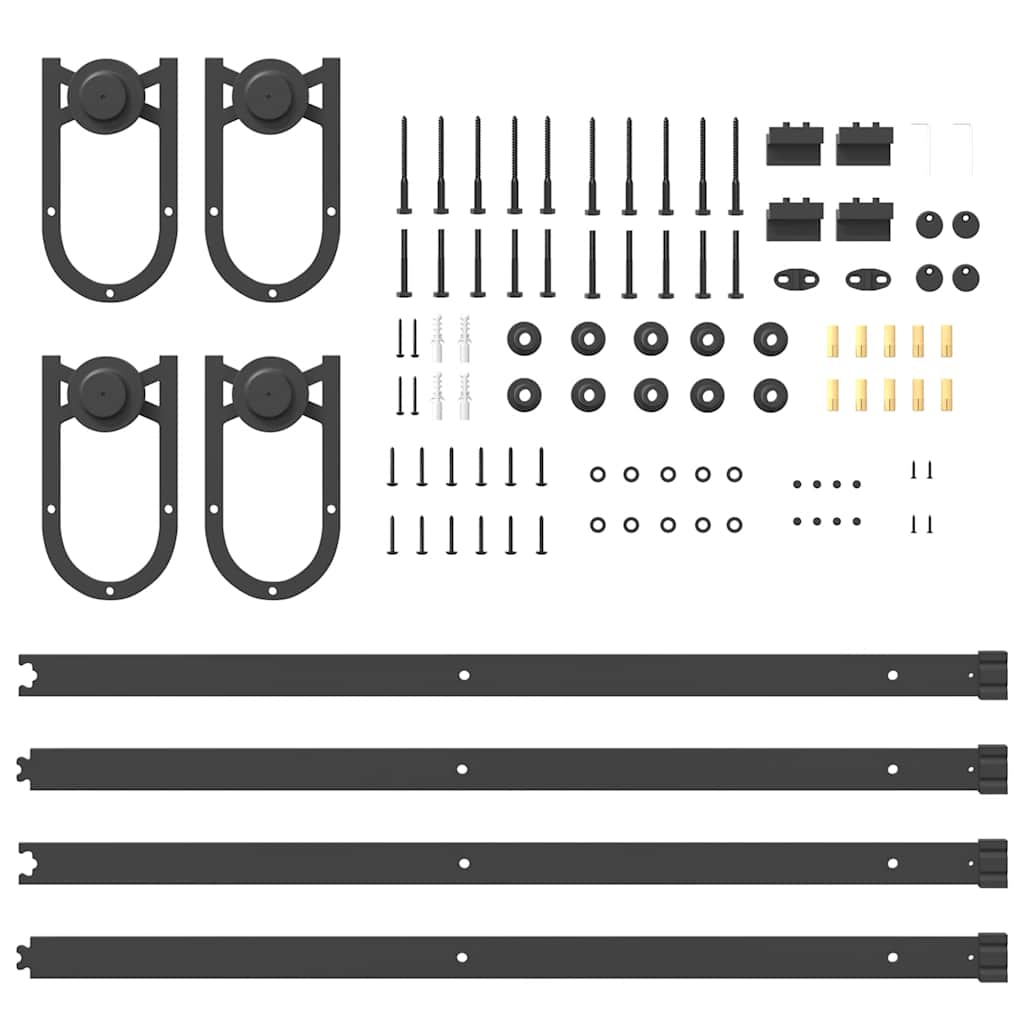 Schiebetürbeschlag-Set 200 cm Stahl Schwarz - Premium Türbeschläge & -klingeln - Just €159.36! Shop now at homesales4u