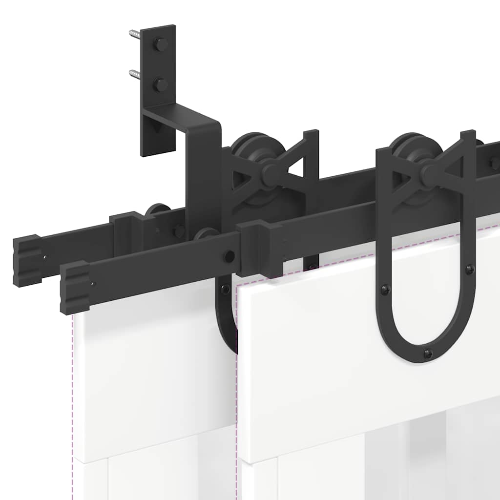 Schiebetürbeschlag-Set 200 cm Stahl Schwarz - Premium Türbeschläge & -klingeln - Just €159.36! Shop now at homesales4u