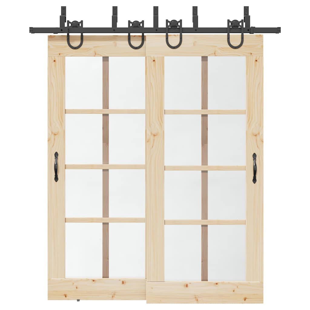 Schiebetürbeschlag-Set 200 cm Stahl Schwarz - Premium Türbeschläge & -klingeln - Just €159.36! Shop now at homesales4u