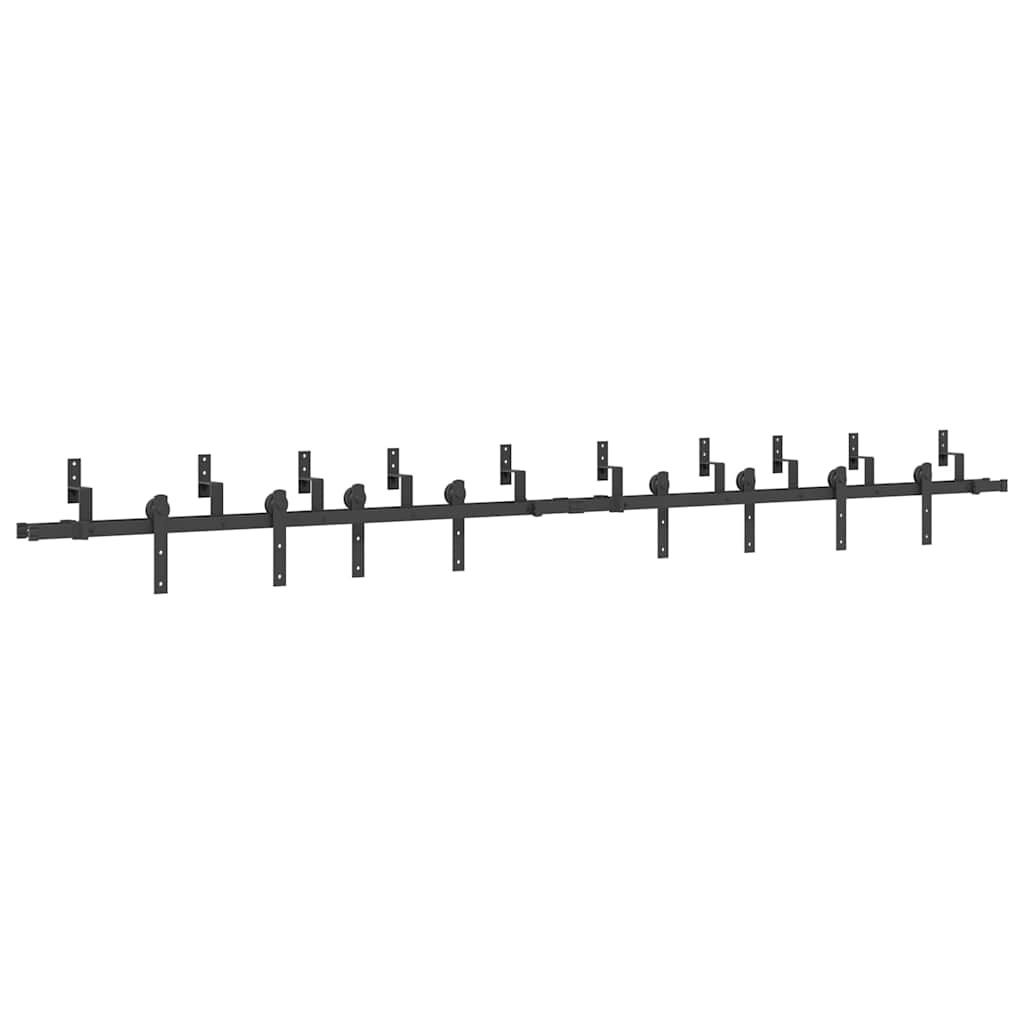 Schiebetürbeschlag-Set 366 cm Stahl Schwarz - Premium Türbeschläge & -klingeln - Just €346.07! Shop now at homesales4u