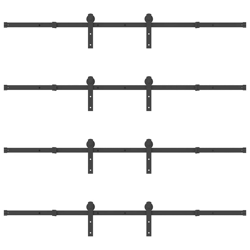 Schiebetürbeschlag-Set 366 cm Stahl Schwarz - Premium Türbeschläge & -klingeln - Just €346.07! Shop now at homesales4u