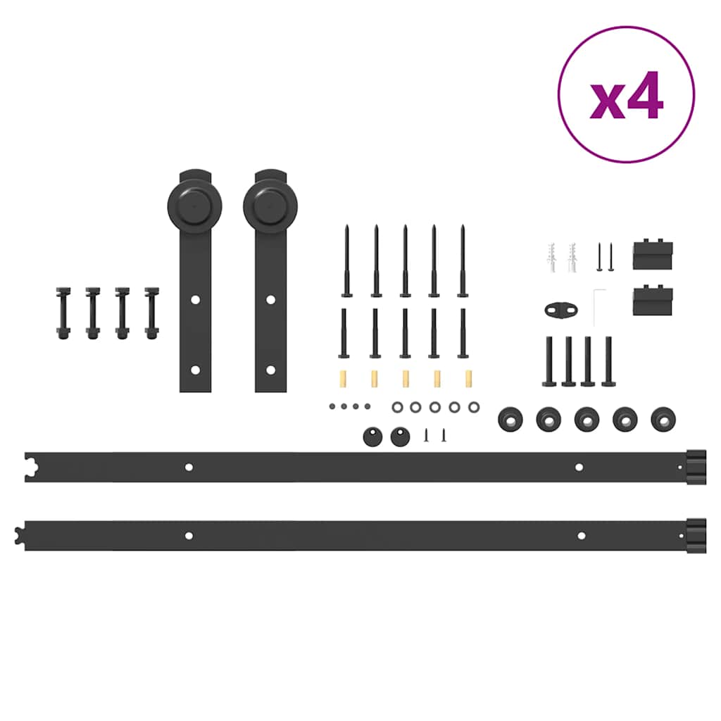 Schiebetürbeschlag-Set 366 cm Stahl Schwarz - Premium Türbeschläge & -klingeln - Just €346.07! Shop now at homesales4u