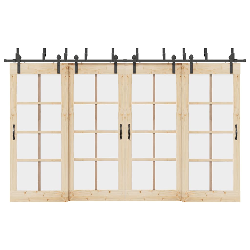 Schiebetürbeschlag-Set 366 cm Stahl Schwarz - Premium Türbeschläge & -klingeln - Just €346.07! Shop now at homesales4u