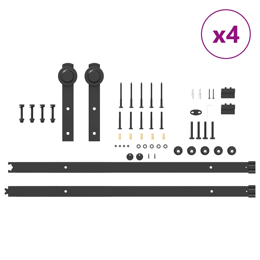 Schiebetürbeschlag-Set 400 cm Stahl Schwarz - Premium Türbeschläge & -klingeln - Just €375.70! Shop now at homesales4u