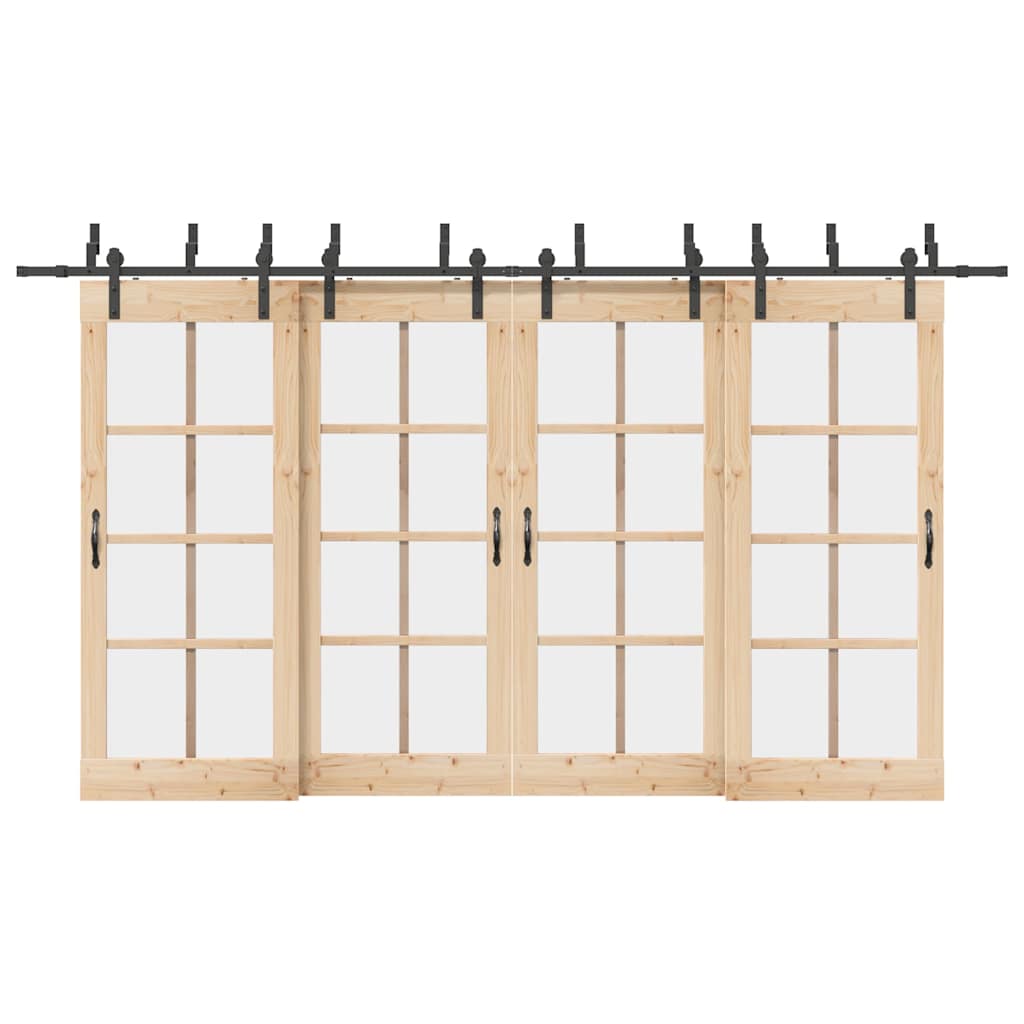 Schiebetürbeschlag-Set 400 cm Stahl Schwarz - Premium Türbeschläge & -klingeln - Just €375.70! Shop now at homesales4u