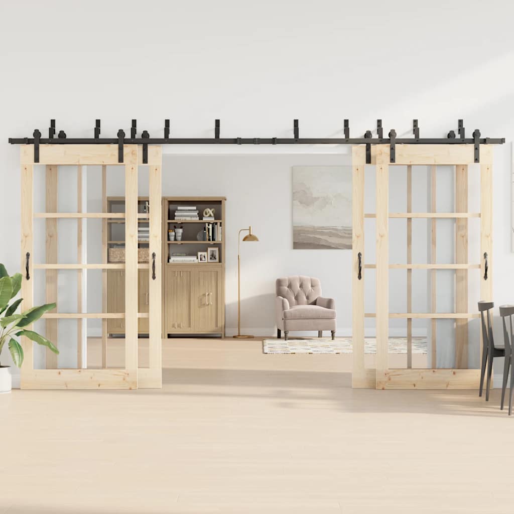 Schiebetürbeschlag-Set 427 cm Stahl Schwarz - Premium Türbeschläge & -klingeln - Just €417.27! Shop now at homesales4u