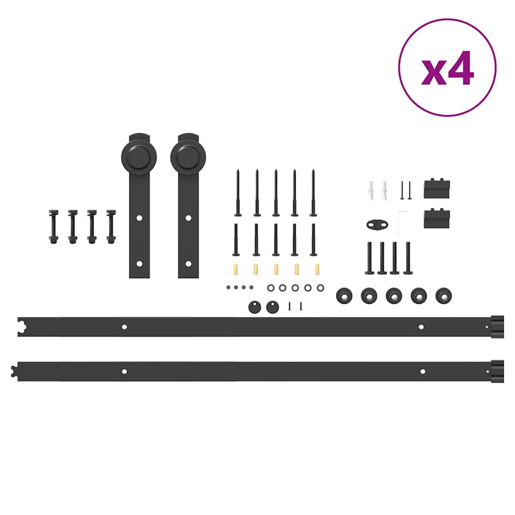 Schiebetürbeschlag-Set 427 cm Stahl Schwarz - Premium Türbeschläge & -klingeln - Just €417.27! Shop now at homesales4u