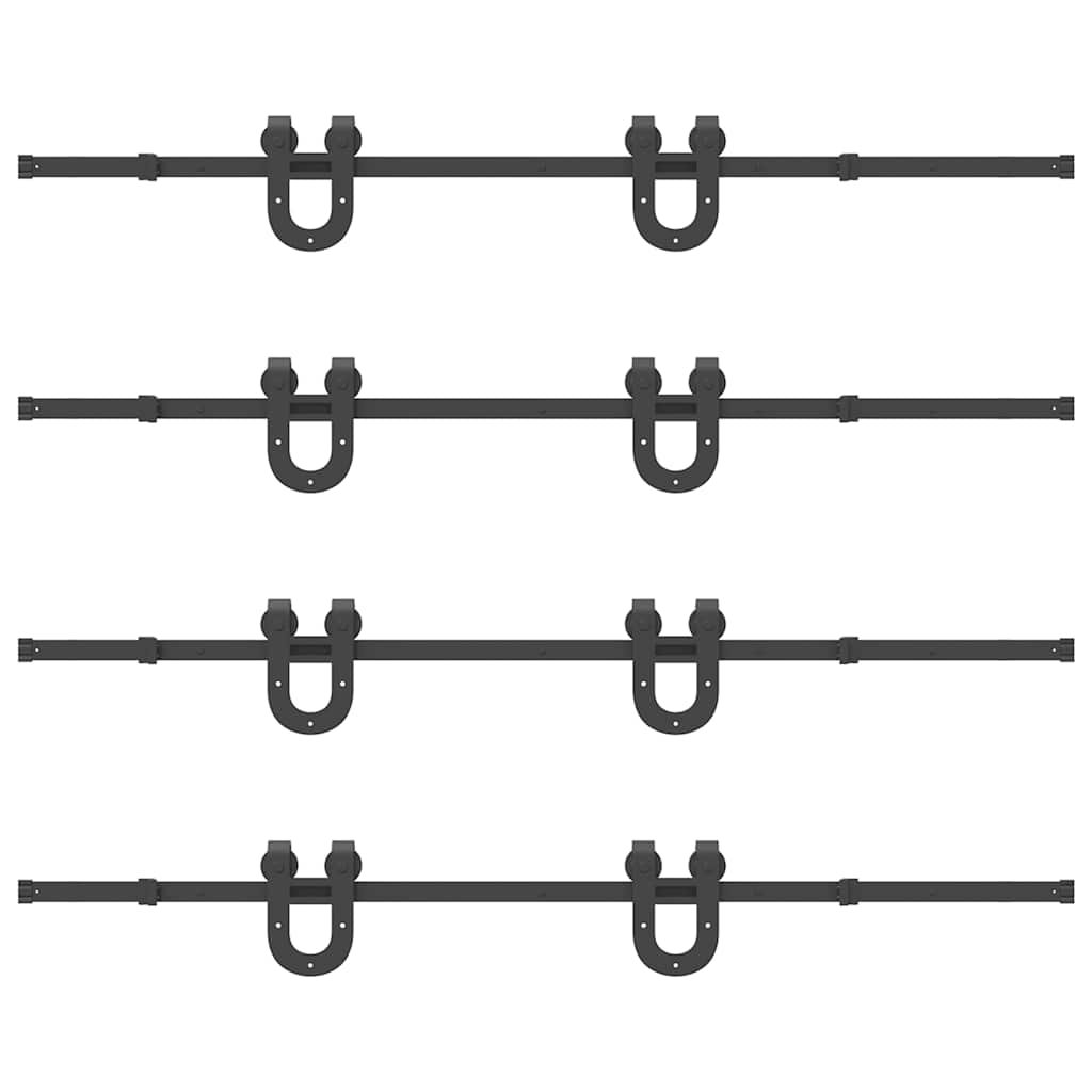 Schiebetürbeschlag-Set 400 cm Stahl Schwarz - Premium Türbeschläge & -klingeln - Just €353.72! Shop now at homesales4u