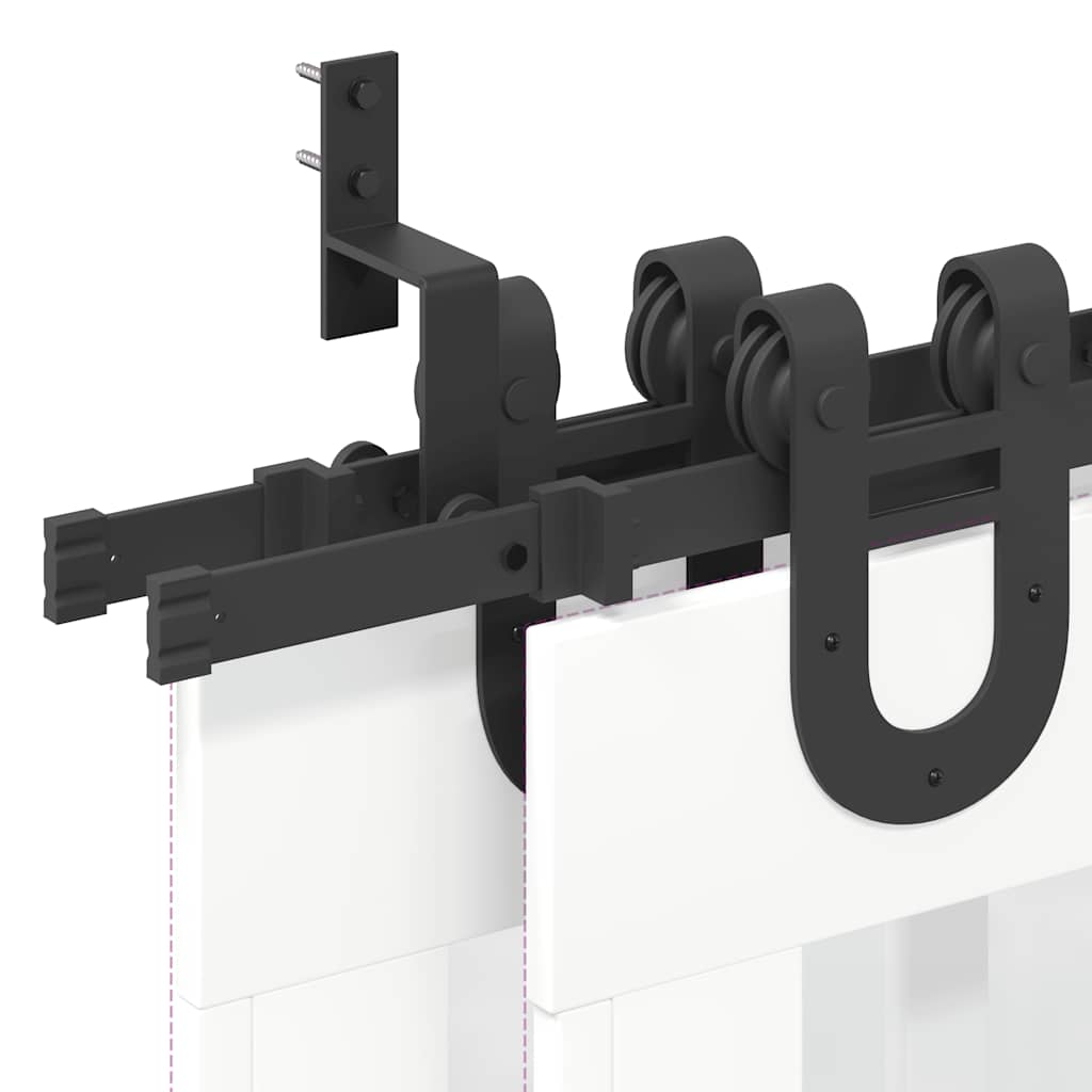 Schiebetürbeschlag-Set 400 cm Stahl Schwarz - Premium Türbeschläge & -klingeln - Just €353.72! Shop now at homesales4u