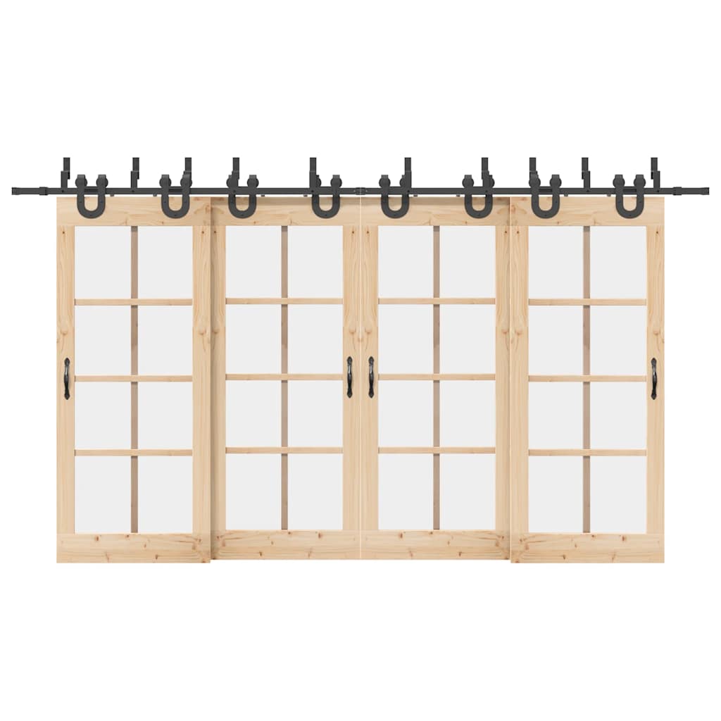 Schiebetürbeschlag-Set 400 cm Stahl Schwarz - Premium Türbeschläge & -klingeln - Just €353.72! Shop now at homesales4u
