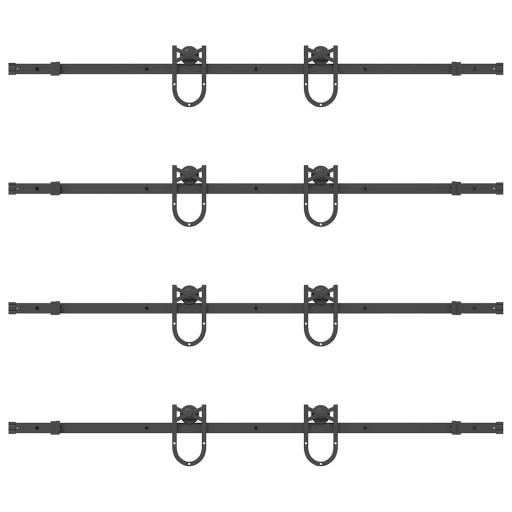 Schiebetürbeschlag-Set 366 cm Stahl Schwarz - Premium Türbeschläge & -klingeln - Just €301.95! Shop now at homesales4u