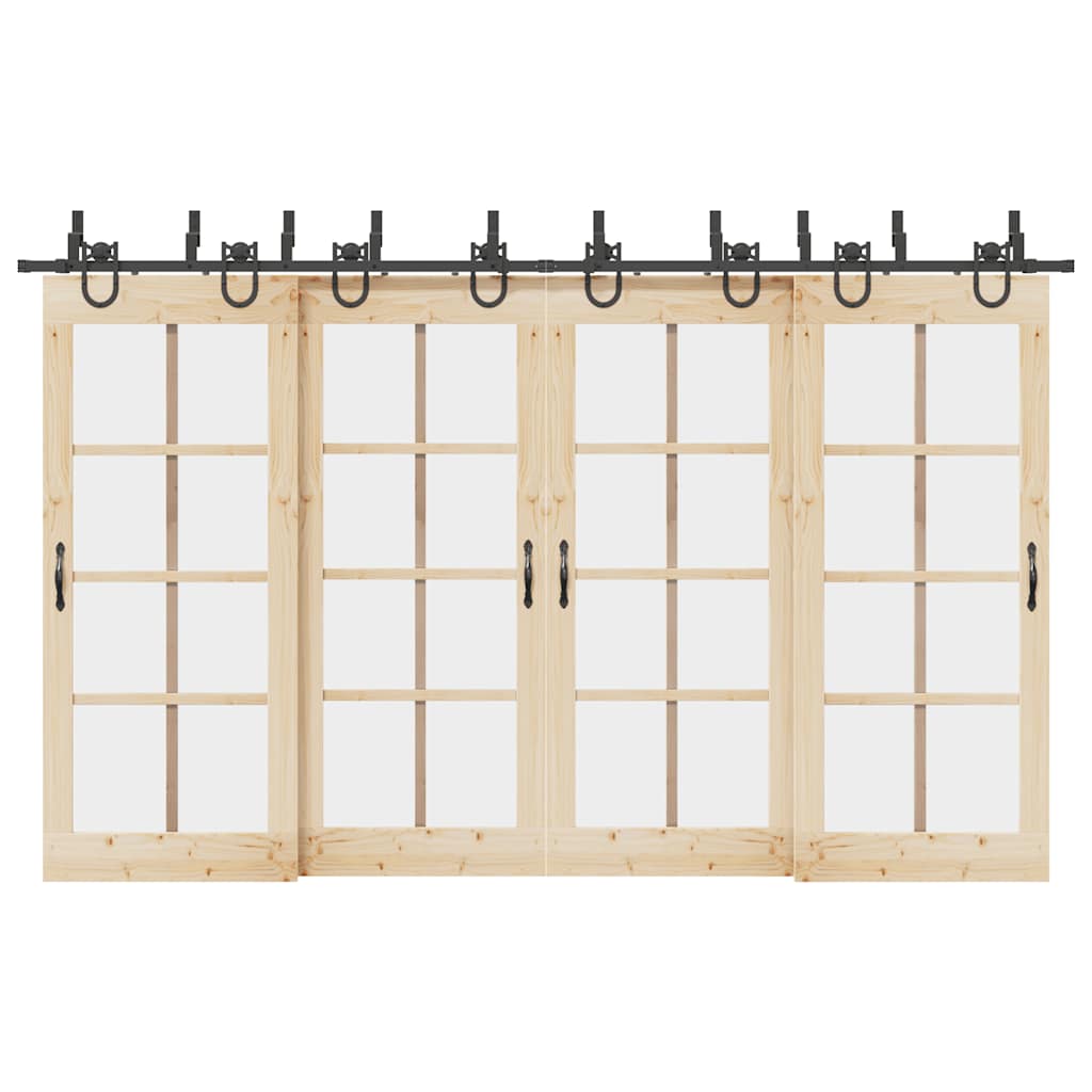 Schiebetürbeschlag-Set 366 cm Stahl Schwarz - Premium Türbeschläge & -klingeln - Just €301.95! Shop now at homesales4u