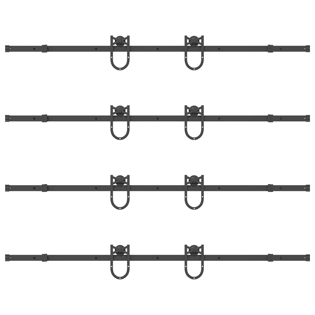 Schiebetürbeschlag-Set 400 cm Stahl Schwarz - Premium Türbeschläge & -klingeln - Just €318.74! Shop now at homesales4u
