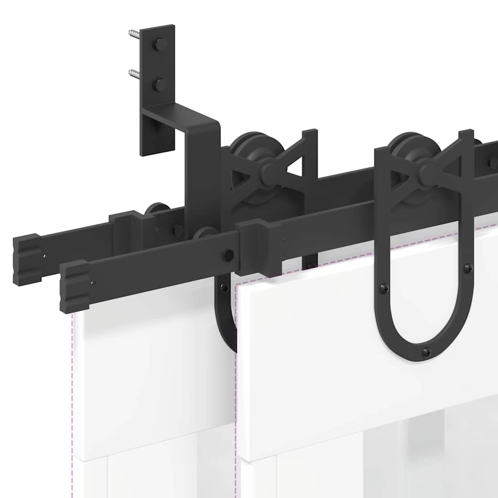 Schiebetürbeschlag-Set 400 cm Stahl Schwarz - Premium Türbeschläge & -klingeln - Just €318.74! Shop now at homesales4u