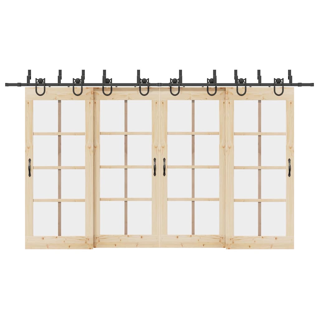 Schiebetürbeschlag-Set 400 cm Stahl Schwarz - Premium Türbeschläge & -klingeln - Just €318.74! Shop now at homesales4u