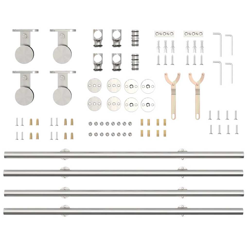 Schiebetür-Beschlagsatz 183 cm Edelstahl Silbern - Premium Türbeschläge & -klingeln - Just €357.14! Shop now at homesales4u