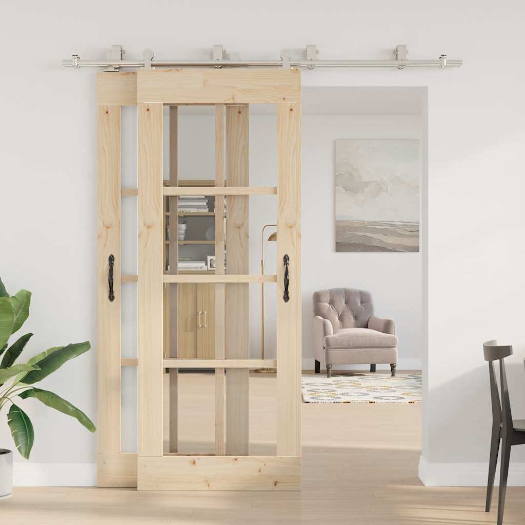 Schiebetür-Beschlagsatz 200 cm Edelstahl Silbern - Premium Türbeschläge & -klingeln - Just €319.20! Shop now at homesales4u