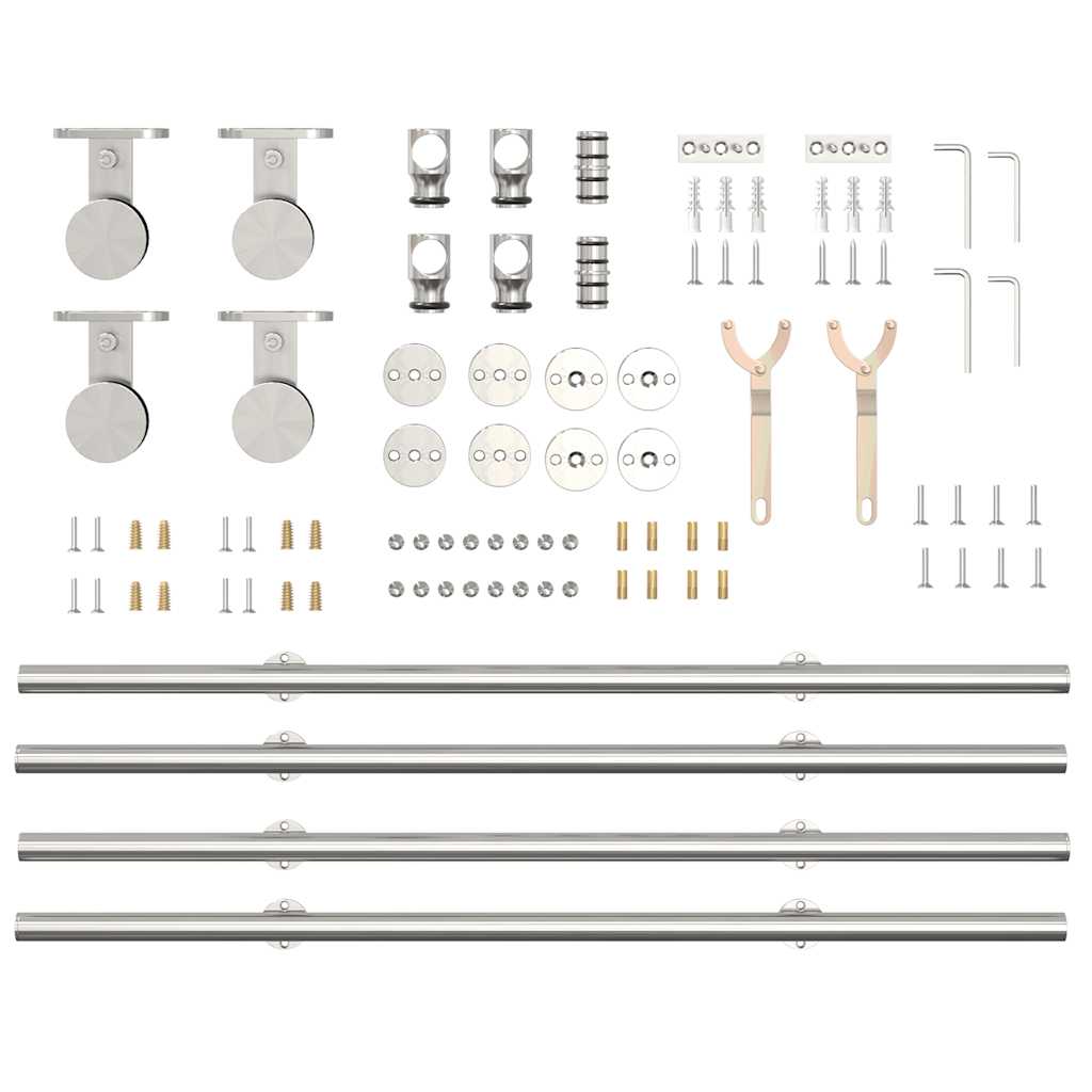 Schiebetür-Beschlagsatz 200 cm Edelstahl Silbern - Premium Türbeschläge & -klingeln - Just €319.20! Shop now at homesales4u