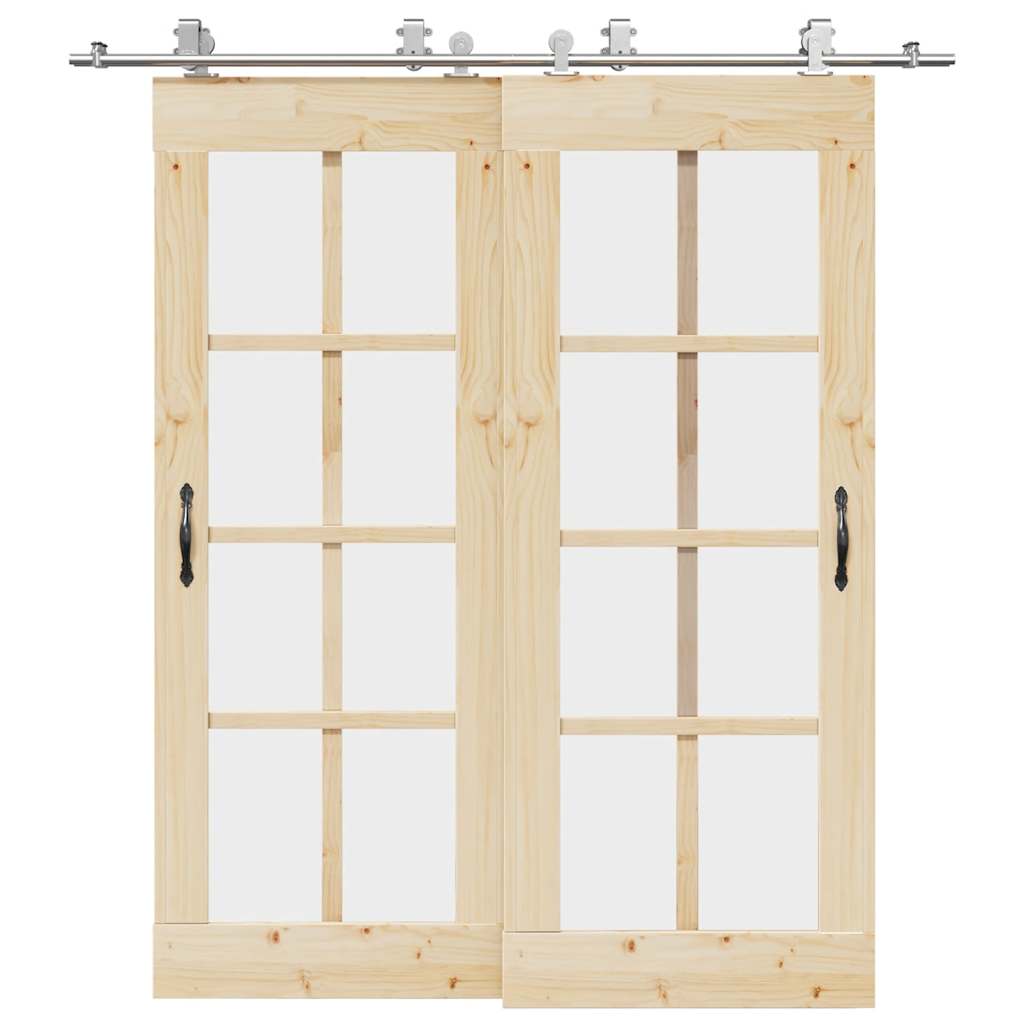 Schiebetür-Beschlagsatz 200 cm Edelstahl Silbern - Premium Türbeschläge & -klingeln - Just €319.20! Shop now at homesales4u