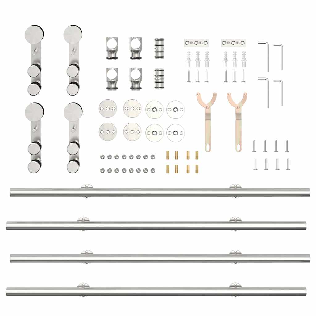 Schiebetür-Beschlagsatz 183 cm Edelstahl Silbern - Premium Türbeschläge & -klingeln - Just €381.50! Shop now at homesales4u