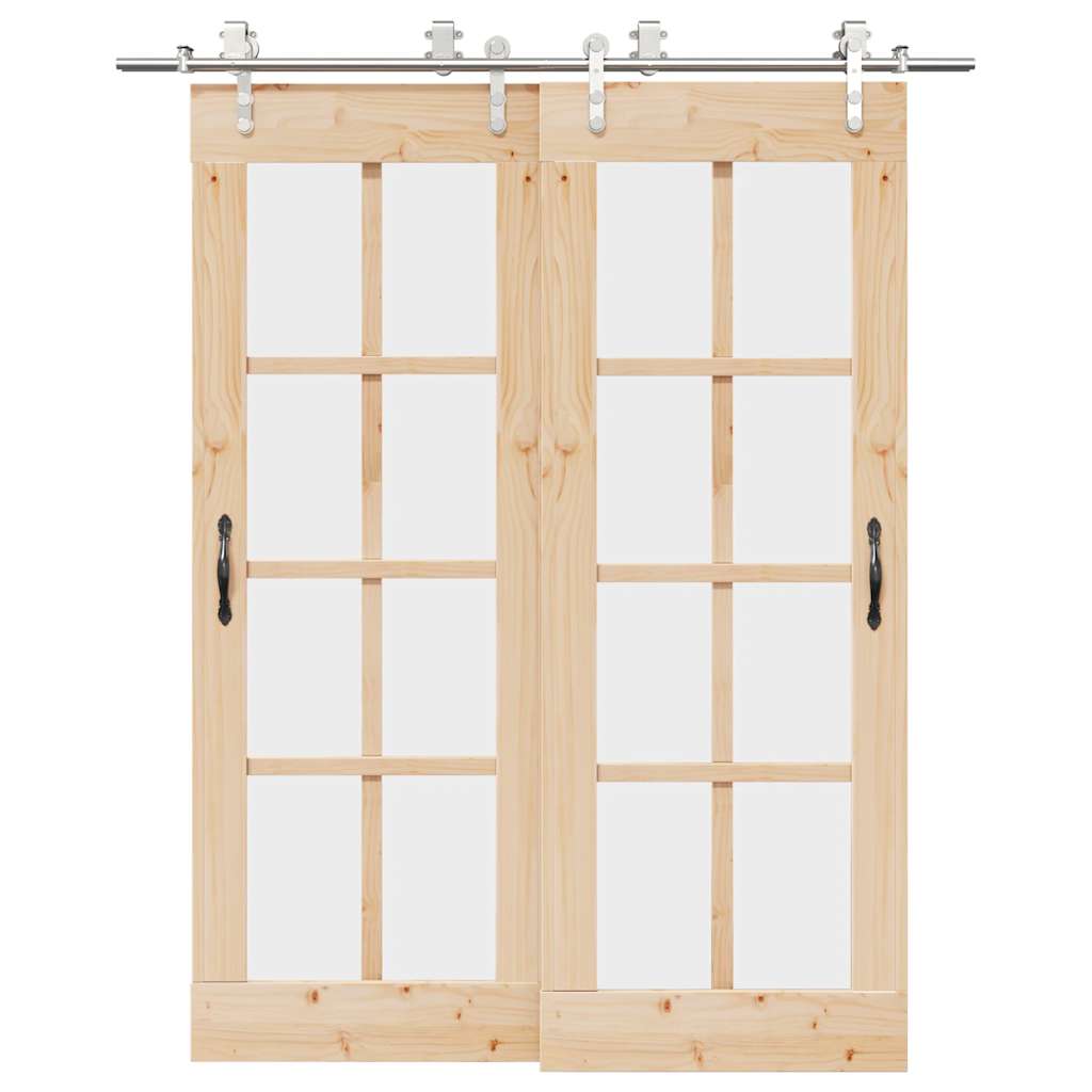 Schiebetür-Beschlagsatz 183 cm Edelstahl Silbern - Premium Türbeschläge & -klingeln - Just €381.50! Shop now at homesales4u