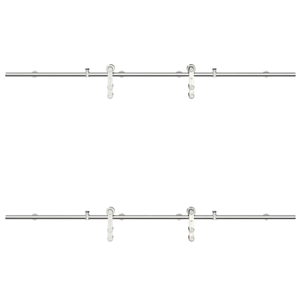 Schiebetür-Beschlagsatz 200 cm Edelstahl Silbern - Premium Türbeschläge & -klingeln - Just €356.27! Shop now at homesales4u