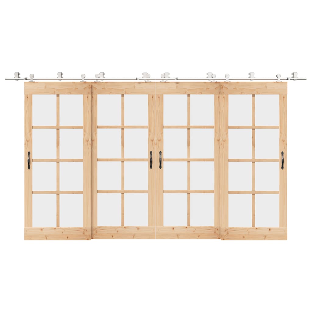 Schiebetür-Beschlagsatz 200 cm Edelstahl Silbern - Premium Türbeschläge & -klingeln - Just €356.27! Shop now at homesales4u