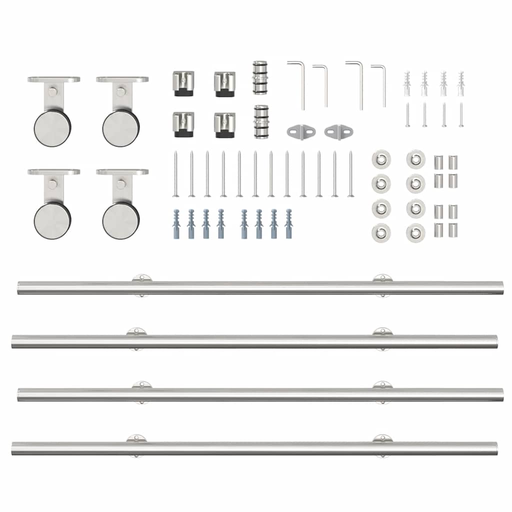 Schiebetür-Beschlagsatz 183 cm Edelstahl Silbern - Premium Türbeschläge & -klingeln - Just €262.14! Shop now at homesales4u