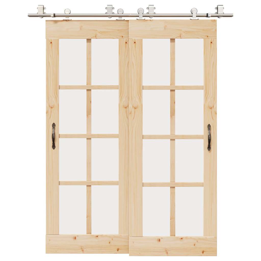 Schiebetür-Beschlagsatz 183 cm Edelstahl Silbern - Premium Türbeschläge & -klingeln - Just €262.14! Shop now at homesales4u