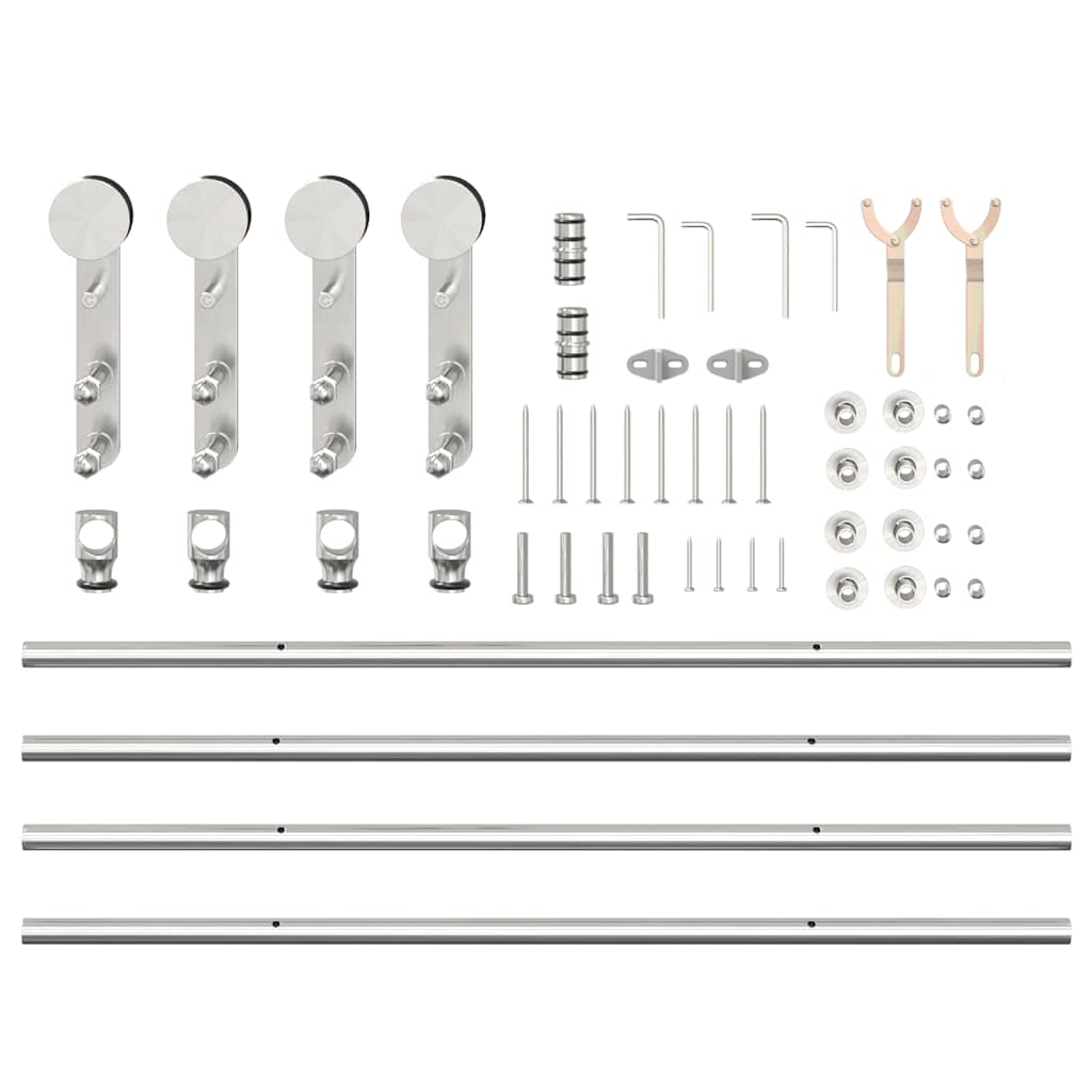 Schiebetür-Beschlagsatz 183 cm Edelstahl Silbern - Premium Türbeschläge & -klingeln - Just €295.91! Shop now at homesales4u