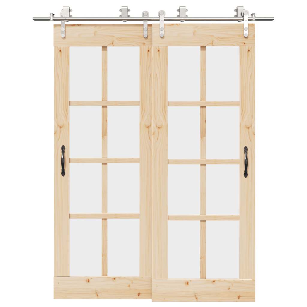 Schiebetür-Beschlagsatz 183 cm Edelstahl Silbern - Premium Türbeschläge & -klingeln - Just €295.91! Shop now at homesales4u