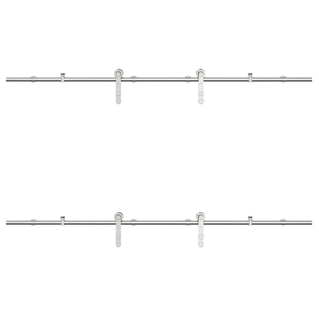 Schiebetür-Beschlagsatz 200 cm Edelstahl Silbern - Premium Türbeschläge & -klingeln - Just €323.85! Shop now at homesales4u