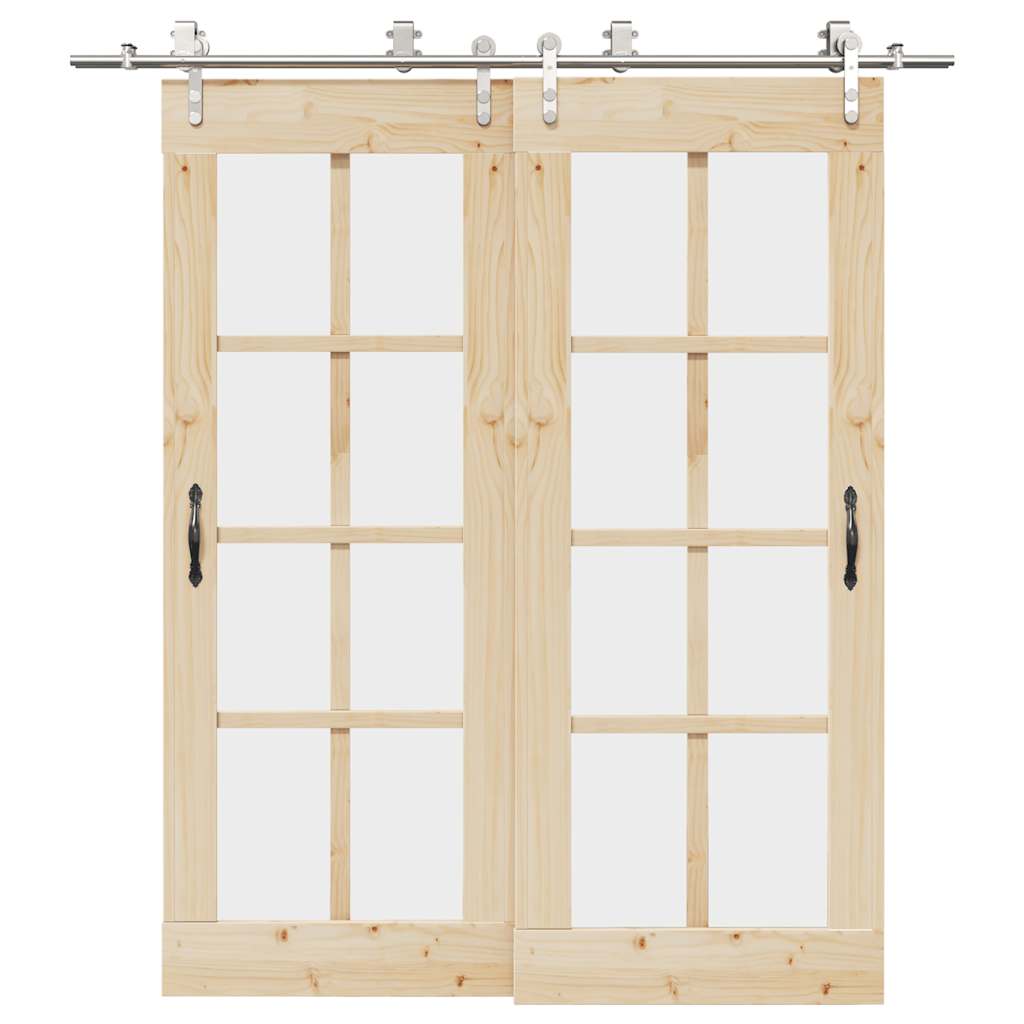 Schiebetür-Beschlagsatz 200 cm Edelstahl Silbern - Premium Türbeschläge & -klingeln - Just €323.85! Shop now at homesales4u