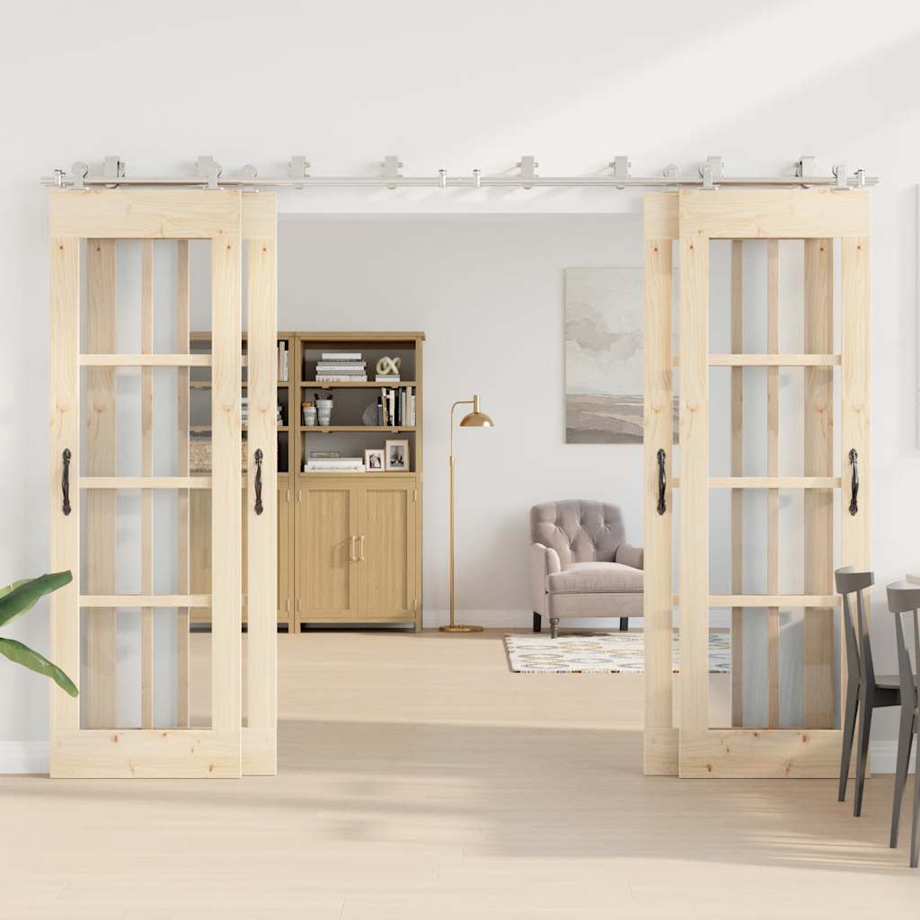 Schiebetür-Beschlagsatz 366 cm Edelstahl Silbern - Premium Türbeschläge & -klingeln - Just €714.29! Shop now at homesales4u
