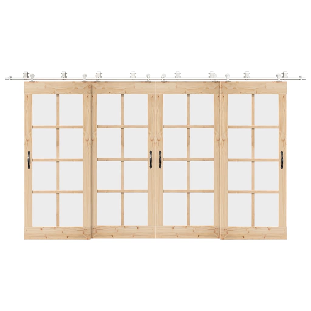 Schiebetür-Beschlagsatz 400 cm Edelstahl Silbern - Premium Türbeschläge & -klingeln - Just €638.44! Shop now at homesales4u